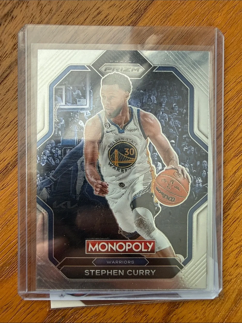 Stephen Curry Prizm Basketball Card - White & Blue